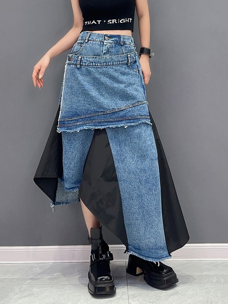 Timeless Classy Irregular Denim Skirt